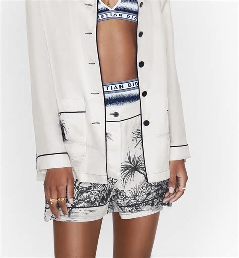 Dior Chez Moi Shorts White Silk Twill with Blue Toile de Jouy 